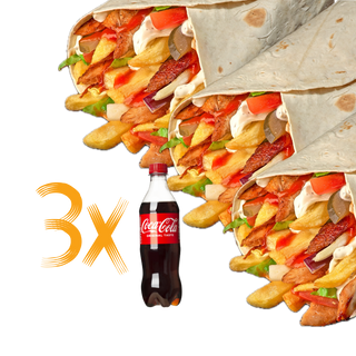3xKebab pui + 3x Cola 0.5