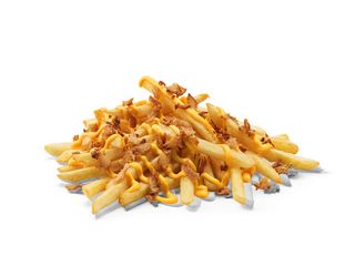 Cheesy фри с жареным луком