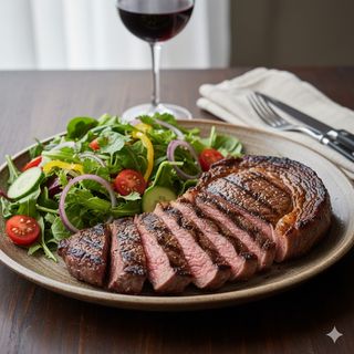 Телешко с пармезан и пъстра свежа салата