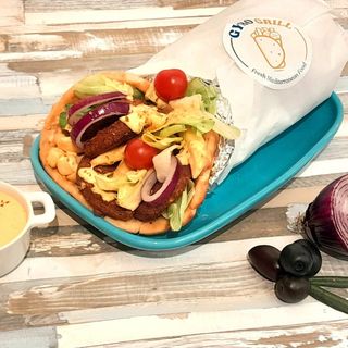 Veggie Deluxe - Pita Gyro con proteínas vegetales (falafeles)