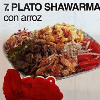 Plato shawarma +arroz