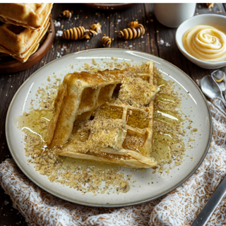 Honey, butter & nuts pancakes