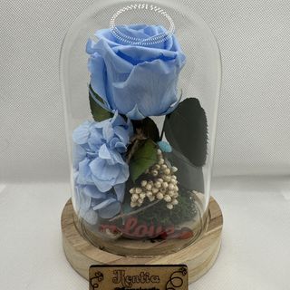 Cúpula con leds y una rosa ETERNA AZUL