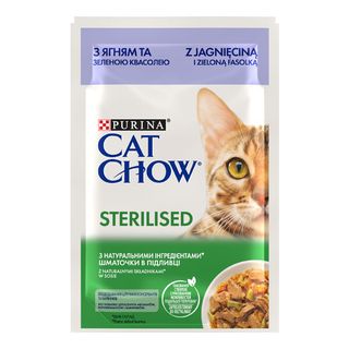 CAT CHOW Sterilized з ягням та зеленою квасолею, 85г