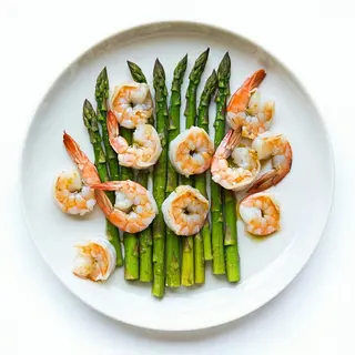 386. Gamberi con asparagi