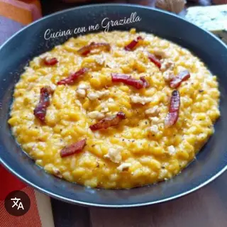 Risotto al mango e speck croccante