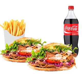 1 Patatas + Coca-Cola (1.25 lt.) + 2 kebab