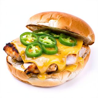 Bocadillo De Pechuga con queso y pimientos verdes