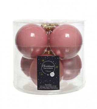 (209354) Ukras za jelku kugla staklena pink 80mm 6/1 140425