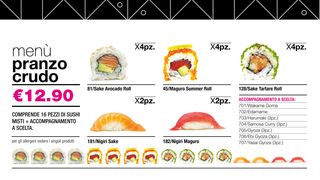 Menù pranzo crudo