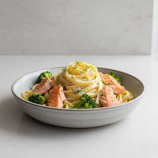 Tagliatelle cu somon si broccoli