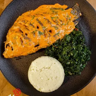 Whole Tilapia in coconut sauce