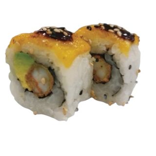 U83.Tempura De Gambas con queso flameado (8 Uds.)
