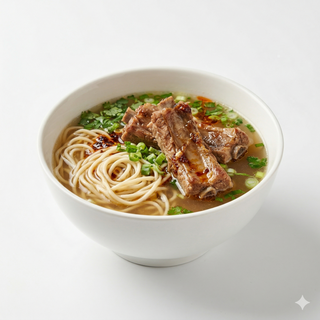 Sopa de tallarines casera con costillas (排骨刀削面)