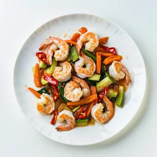Gamberi con verdure piccante