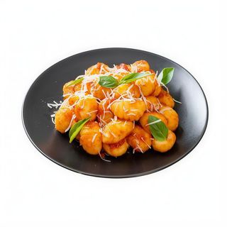 Gnocchi zuca e formaggio di capra