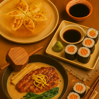Chicken Katsu Ramen+Gyoza carne +Maki salmon 
