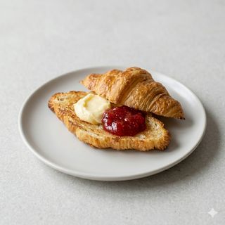 Croissant A La Plancha Con Mantequilla Y Mermelada