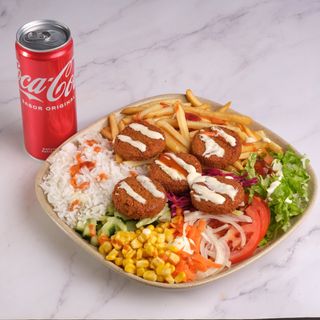 Falafel Vegetariano no Prato + Cola