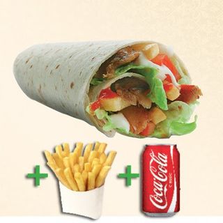 Menú Kebab Normal con patatas fritas y refresco en lata