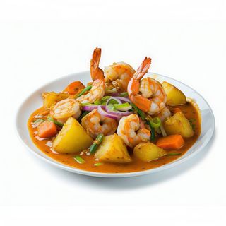 Curry Amarillo De Langostinos Con Patata