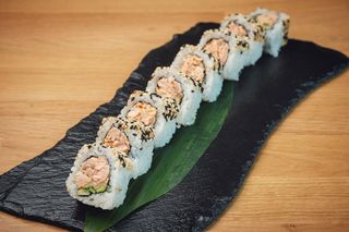 Uramaki salmon cooked