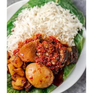 White Rice and Ofada Sauce