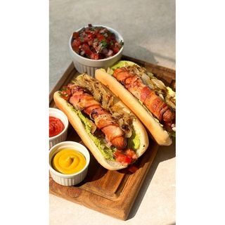 Bacon-wrapped hotdog