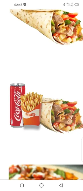 Menu piadina - kebab piadina + patatine fritte + bibita