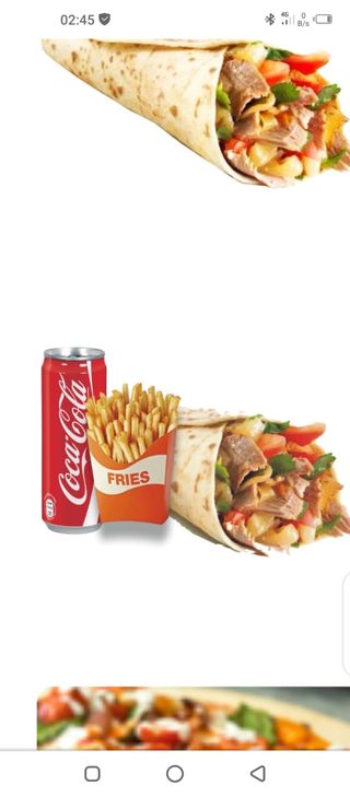 Menu piadina - kebab piadina + patatine fritte + bibita