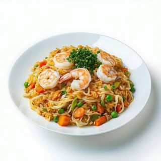 Fideos De Arroz Fritos Con Gambas
