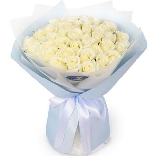 Букет із 51 білої троянди "White Beluga" 