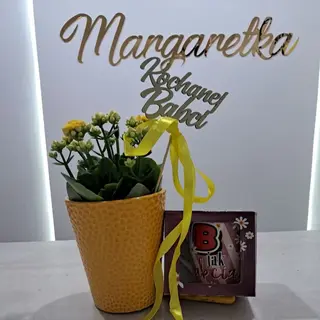 Kalanchoje w doniczce ceramicznej +kubek dla babci