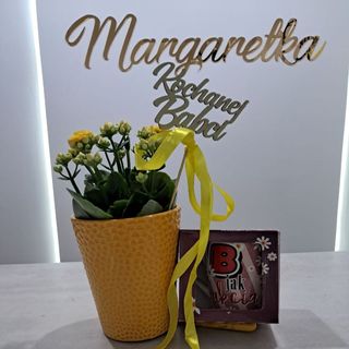 Kalanchoje w doniczce ceramicznej +kubek dla babci