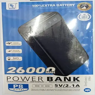 100% Extra Battery 26000 Mah Power Bank Quick Charging, Led Display