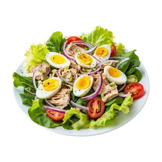 3.Ensalada Lechuga De Tomate Con Cebolla,  Huevo Duro Y Atún