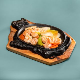 Gamberi alla piastra con verdure