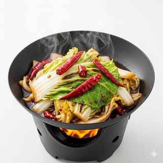 Scodella di fuoco con cavolo cinese 干锅包菜