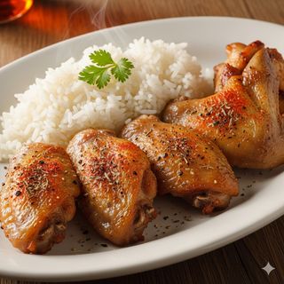 4 pezzi di alette di pollo al forno con riso