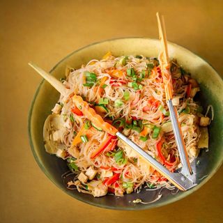 Makaron maniok z warzywami