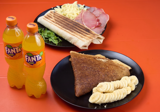 Tortilla sa pečenicom + Djimini slatka palačinka + 2 x Fanta 0.5l