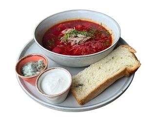 Борщ з качкою та козацьким хлібом. (400/20/20/50g)