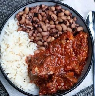 White Rice & Beans with Stew