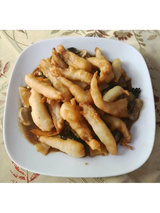 112. Панирани риба с гъби муар и бамбук (800г)