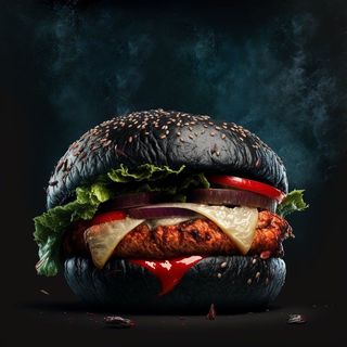 Burger czarny od szefa z sosem wiśniowym