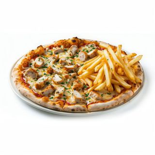 Pizza Pollo Con Papas Fritas (33 Cm.)