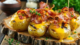 Картофи с бекон  и кашкавал