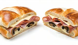 Prosciutto cotto, fontina, salsa di funghi