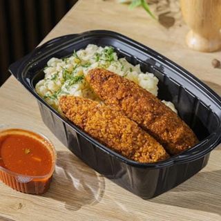  ქათმის კოტლეტი პიურის გარნირით