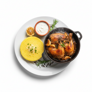 Cocosel de munte la ceaun cu mamaliguta si usturoi